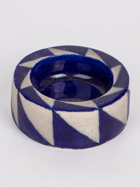 Blue Pottery T-Light Holder Set Of 2 Pcs.